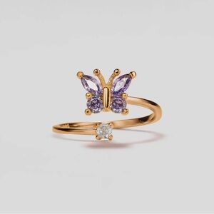Gold Butterfly Ring with Purple Accents - Fidget Spinner Ring